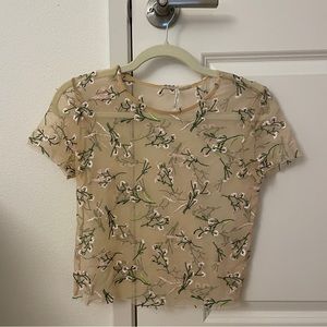 UO sheer floral embroidered top